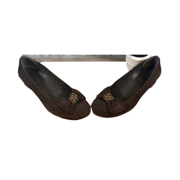 Stuart Weitzman Brown Frobozzie Chain Detail Wedges Women Sz 6.5 - Picture 3 of 12